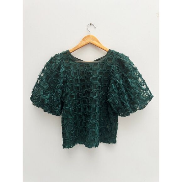 Anthropologie Tops - Sarah Hann Karla Textured Top Anthropologie Emerald Green Size S